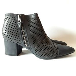 Lucky Brand black perforated leather booties